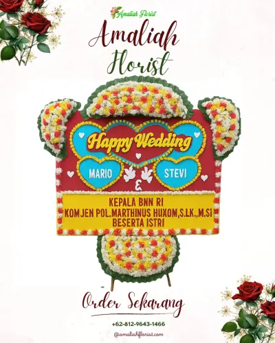 Karangan Papan Bunga Pernikahan di Gandusari
